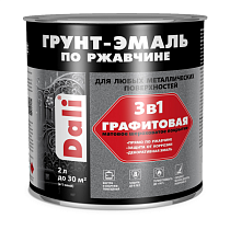 Грунт-эмаль по ржавчине "DALI"графитовая 3 в 1 серо-синяя 2л (6) Рогнеда 71338