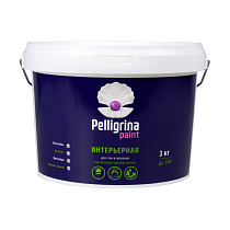 Краска акриловая интерьерная влагостойкая белоснежная 3 кг "PELLIGRINA PAINT" 73693