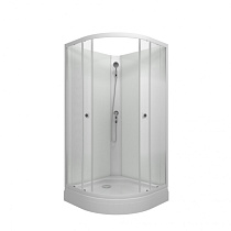 Душевая кабина без крыши ЛАЙТ 90*90 А" 1/4 круга, низкий поддон, Градиент, Белый, ДН4 (7 мест+сифон D90мм) 74241