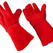 Перчатки Краги цельноспил красные с подкладкой 35 см 34159