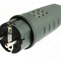 Вилка кабельная 16А 2P+E IP20 250В каучук ввод кабеля с торца черн. ДКС 59568