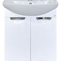 Тумба Лаванда 60 прямая белая, эмаль + умывальник мебельный Балтика  60, Misty 67720