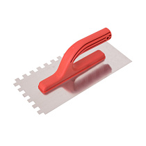 Гладилка зубчатая, нержавеющая сталь, 270x130 мм, зуб 10x10 мм ПВХ ручка "BEOROL" 73879