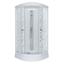 Душевая кабина Стандарт 100*100 А" 1/4 круга, низкий поддон, Аква, Мозайка, Белый, ДН4 66777