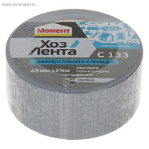 Хоз.лента Момент серебристая 25 м 38687