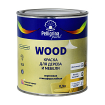 Краска "WOOD" для дерева и мебели акриловая База С 0,9 л "ПЕЛЛИГРИНА ЖЕМЧУГ" 73703