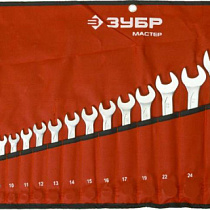 Набор комбинированных ключей ЗУБР "МАСТЕР" Cr-V сталь, хромированный, 6-32 мм, 18шт 48604